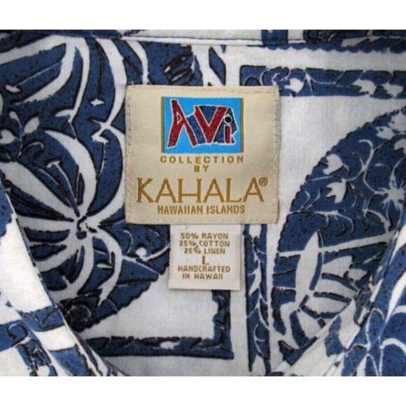 Vtg 90s Avi Kahala Hawaiian Shirt Mens Large Button Up Handcrafted Rayon Linen - Picture 3 of 13